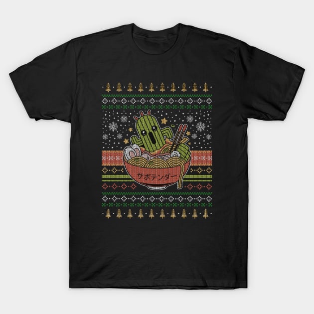 Cactuar Ramen Ugly Sweater T-Shirt by Lagelantee